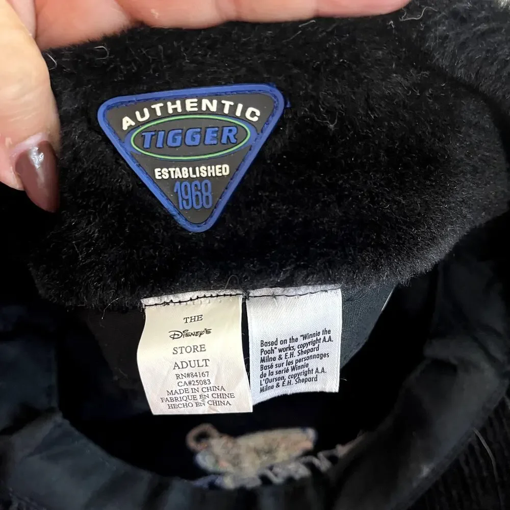 Vintage 90s  Disney Tigger Black Corduroy EarFlap Hat Faux‎ Fur Adult Size